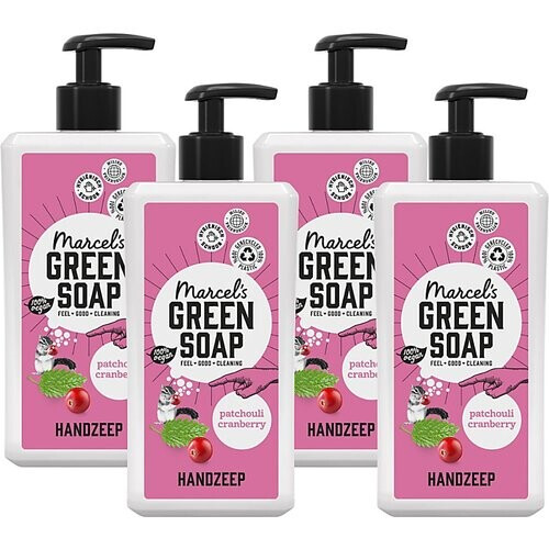 Marcel's Green Soap Handzeep Patchouli & Cranberry Multipack x4 Tweedehands