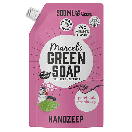 Marcel's Green Soap Handzeep Patchouli & Cranberry Navul Stazak 500ml Tweedehands