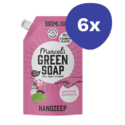 Marcel's Green Soap Handzeep Patchouli & Cranberry Navul Stazak 6x... Tweedehands