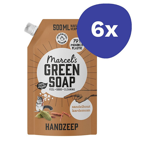 Marcel's Green Soap Handzeep Sandelhout & Kardemom Navul Stazak 6x... Tweedehands