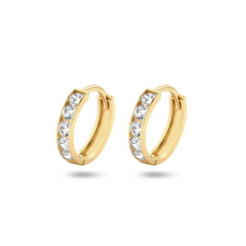 Marie Celeste - Klapoorringen Zirkonia - 14k Geelgoud 9 mm