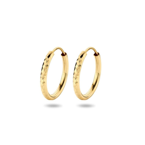 Marie Celeste - Oorringen - Ronde buis gediamanteerd - 16 mm - Goud Tweedehands