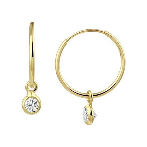 Marie-Celeste Oorringen - Zirkonia - 14k Geelgoud - 11.5x0.8mm