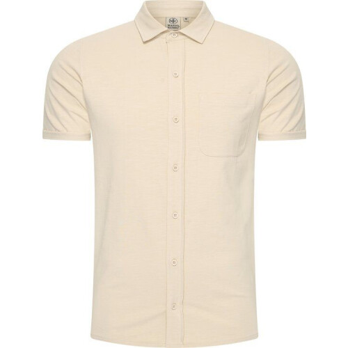 Mario Russo Korte Mouwen Overhemd - Overhemd heren - Polo Shirt Heren - t shirt heren - XL - Beige