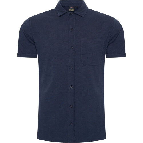 Mario Russo Korte Mouwen Overhemd - Polo Shirt Heren - Lucht doorlatend - M - Navy