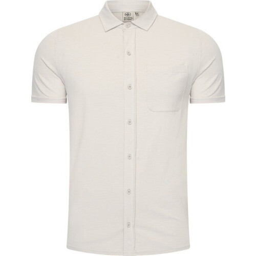 Mario Russo Korte Mouwen Overhemd - Polo Shirt Heren - Luchtdoorlatend - Steen Grijs (3XL)