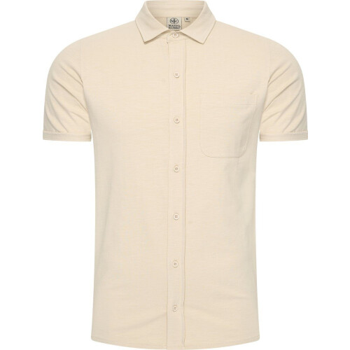 Mario Russo Korte Mouwen Overhemd - Poloshirt Heren - Luchtig en Comfortabel - Beige (1x) Tweedehands