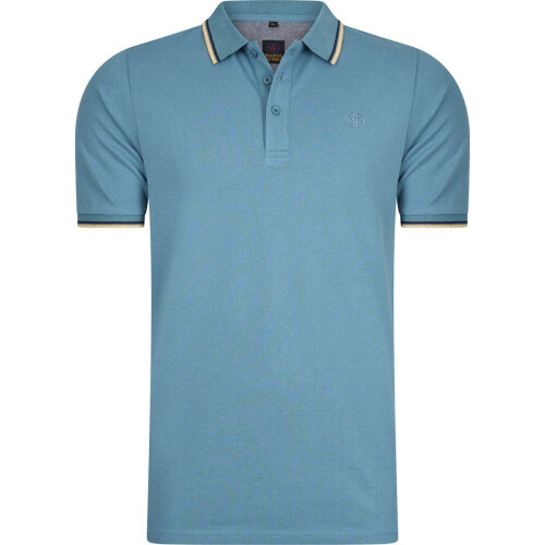 Mario Russo Polo Edward - Polo Shirt Heren - 100% Katoen - Steen Blauw Tweedehands