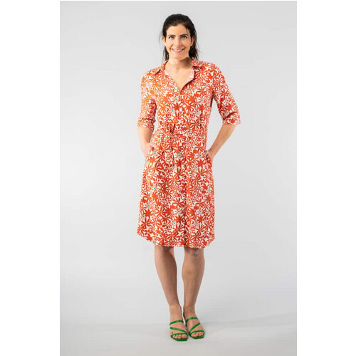 Marjolein Elisabeth dames vegan Jurk Merel Bloemen Rood Tweedehands