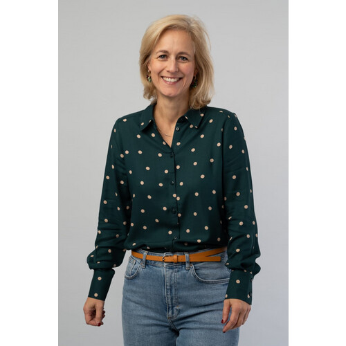 Marjolein Elisabeth dames vegan Mees Green Dots Blouse Tweedehands