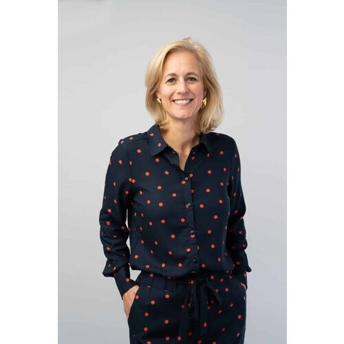 Marjolein Elisabeth dames vegan Mees Navy Dots Blouse Tweedehands