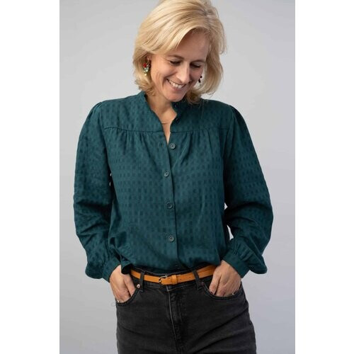 Marjolein Elisabeth dames vegan Nina Petrol Blouse Tweedehands