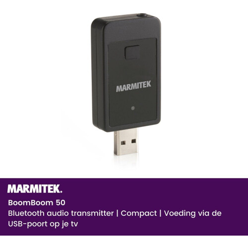 Marmitek BoomBoom 50 - Bluetooth Zender - Draadloos geluid van TV naar Bluetooth Hoofdtelefoon - Zender voor 1 hoofdtelefoon Tweedehands
