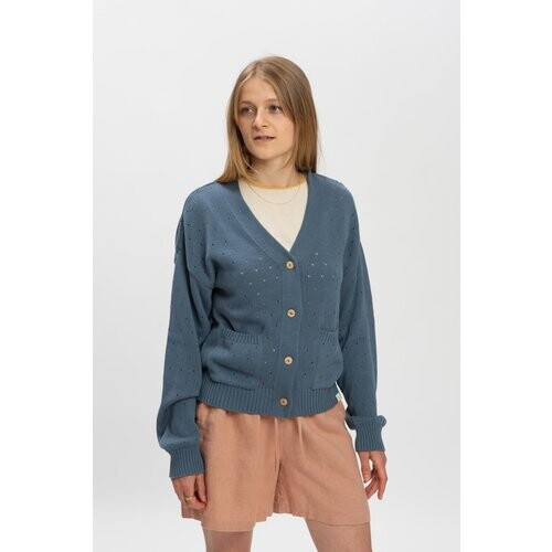 MATONA dames vegan Vest Spring Cardigan Zeehondblauw Tweedehands