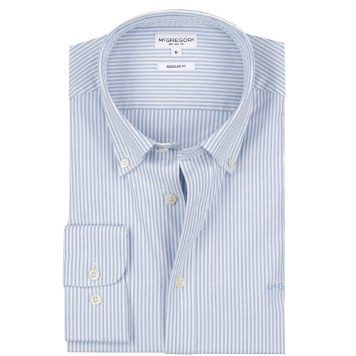 McGregor Stretch Oxford Small Stripe Shirt Heren– maat M – light blue – lange mouwen