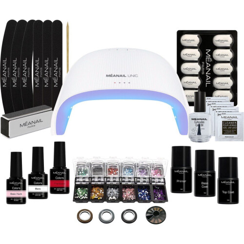 Méanail Deluxe Kit - Gel nagellak - 48W LED lamp en accessoires - Basic Nude (30-delig)