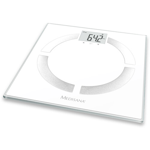 Medisana BS 444 Connect - Lichaamsanalyseweegschaal - Gewicht BMI Vetpercentage Vochtpercentage Spiermassa - Aluminium Wit Tweedehands