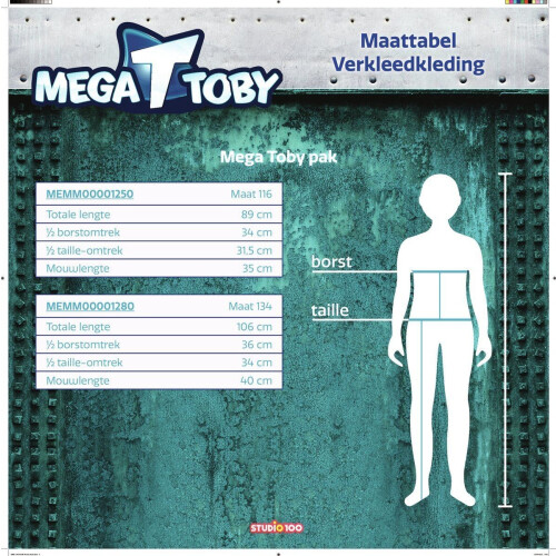 Mega Mindy - Mega Toby verkleedpak 6-8 jaar - met cape - maat 134 Tweedehands