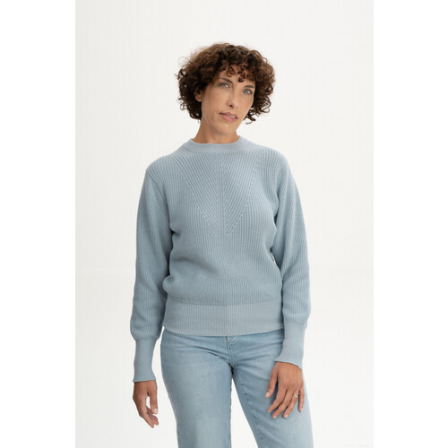 MELA dames vegan Gebreide Trui Gauri Wolkenblauw Tweedehands