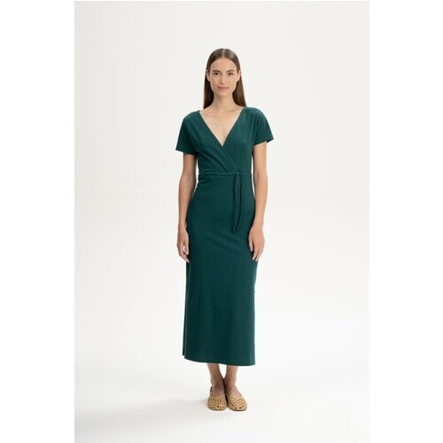 MELA dames vegan Jurk V-Hals Shreoshi Diepzee Petrol Tweedehands