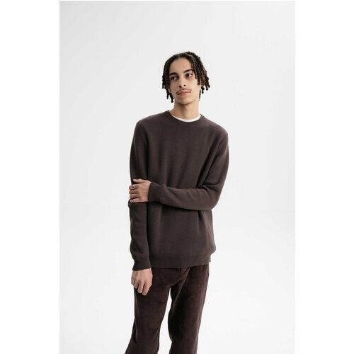 MELA mannen vegan Jacquard Gebreide Trui Manav Donkerbruin Tweedehands