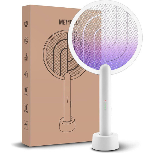 Membeli Elektrische Vliegenmepper - 2500V 4-in-1 Muggenlamp - Oplaadbaar - Wit Tweedehands