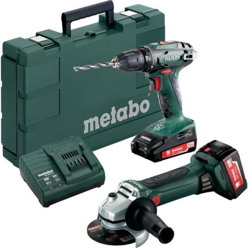 Metabo Comboset 2.4.3 - Accu boor-/schroefmachine BS 18&haakse slijper W 18 LTX - 2 accu's (1 x 2.0Ah + 1 x 4.0Ah) in koffer Tweedehands