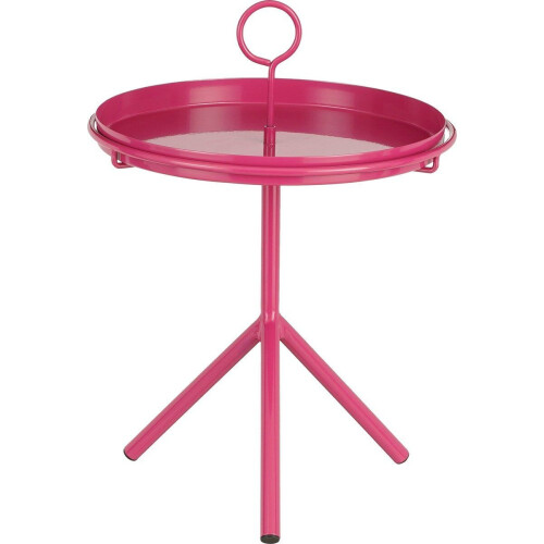 Mica Decorations Aston - Bijzettafel - Afneembaar dienblad - Fuchsia - H42 xØ31 cm