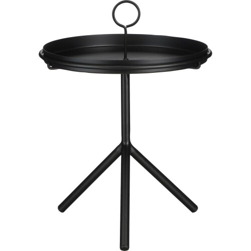 Mica Decorations Aston Bijzettafel met Afneembaar Dienblad - H40 xØ31 cm - Metaal - Zwart