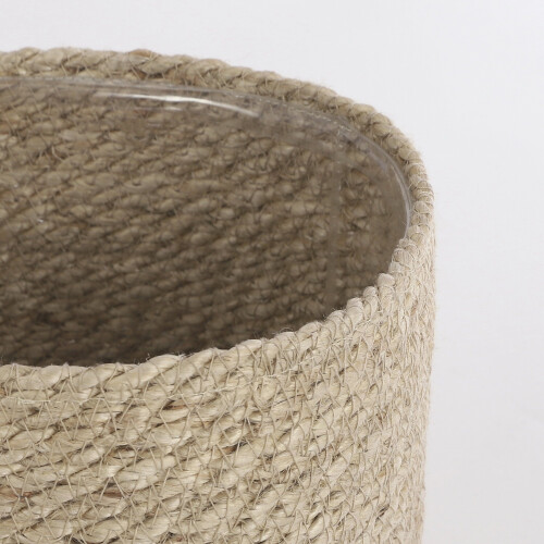 Mica Decorations Atlantic Plantenmand – H 20 x Ø 20 cm – Handgemaakt Jute – Crème – Met Plastic Voer Tweedehands
