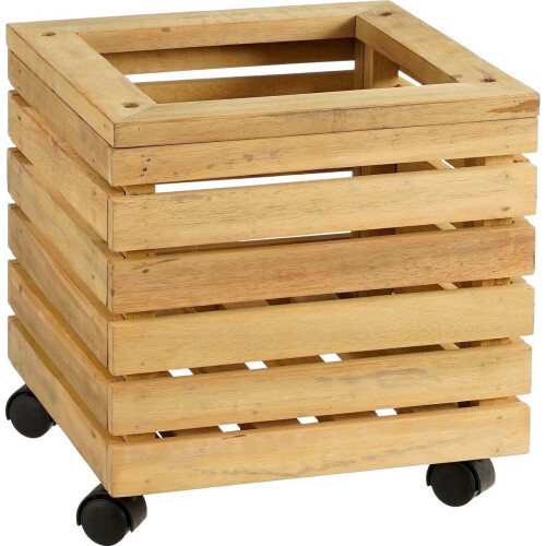 Mica Decorations Glenwood - Plantenbak vierkant op wielen - L35 x B35 x H35 cm - Bruin
