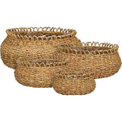 Mica Decorations Gourdon Plantenmand - Set van 4 - H17 xØ31 cm - Bruin Tweedehands