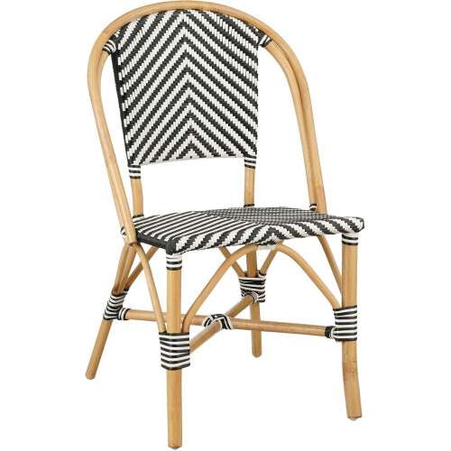 Mica Decorations Mandox - Bistrostoel - Rotan zwart-wit - L51 x B57 x H90 cm Tweedehands