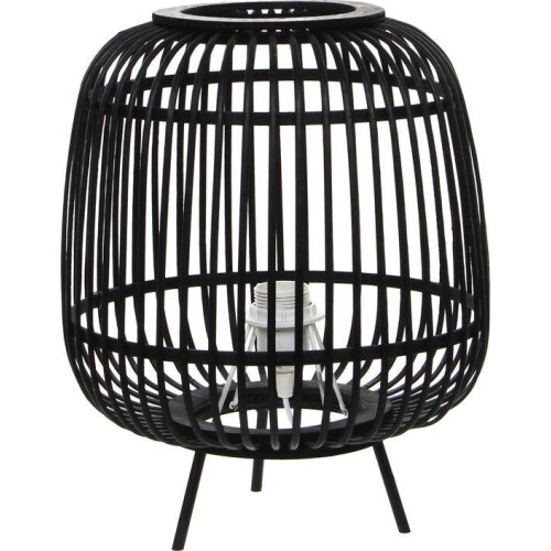 Mica Decorations Nimes - Tafellamp - H37 xØ29 cm - Bamboe - Zwart Tweedehands