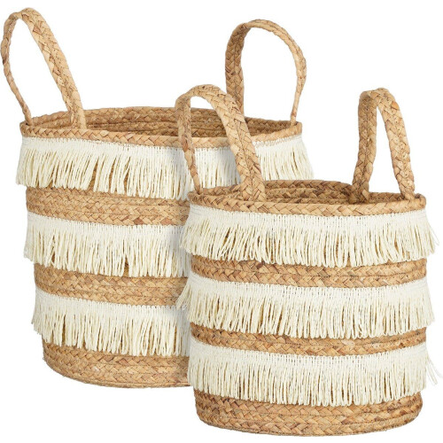 Mica Decorations Opbergmand - Set van 2 - Handgevlochten - Bruin (2 stuks) Tweedehands