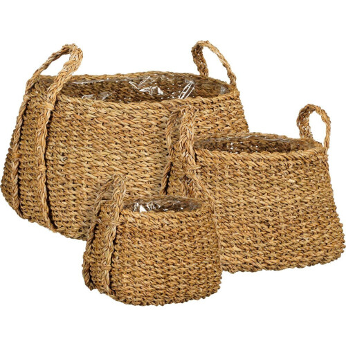 Mica Decorations Plantenmand - Set van 3 - H25 xØ35 cm - Bruin (set van 3) Tweedehands