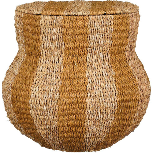 Mica Decorations Tacoma Opbergmand met Deksel - H47 xØ50 cm - Jute - Geel Tweedehands
