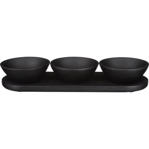 Mica Decorations Tomar - Schaaltjes en Dienblad - 200 ml - 100% FSC Mangohout - Zwart Tweedehands