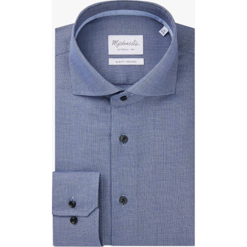 Michaelis slim fit overhemd - Oxford - strijkvriendelijk - donkerblauw - Boordmaat: 38