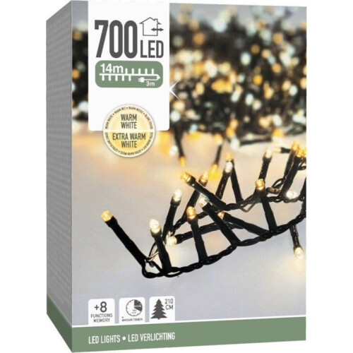 Micro Cluster - 700 LED - Kerstverlichting - 8 Lichtfuncties - Warm Wit Extra Warm Wit - 14m