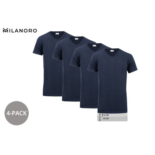 Milanoro 4 pak - T-shirt Extra lang V-hals 100% katoen (4 stuks)