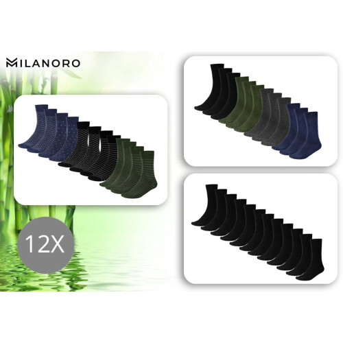 Milanoro - Bamboesokken - 12 paar zacht en ademend - Zwart (12 paar) Tweedehands