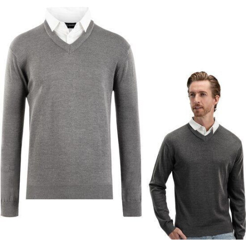 Milanoro Herenpullover - Nette trui met kraag - Donkergrijs - S Tweedehands