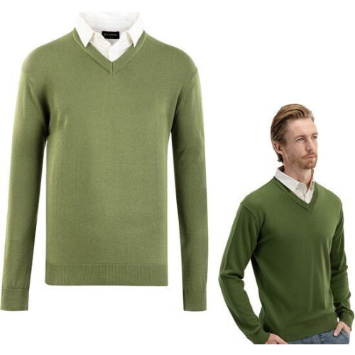 Milanoro Herenpullover - Overhemdkraag - Groen - M Tweedehands