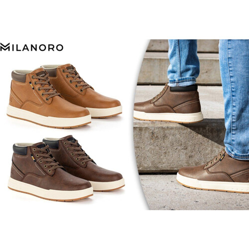 Milanoro - Herensneakers - Comfortabel en waterbestendig - Cognac Tweedehands