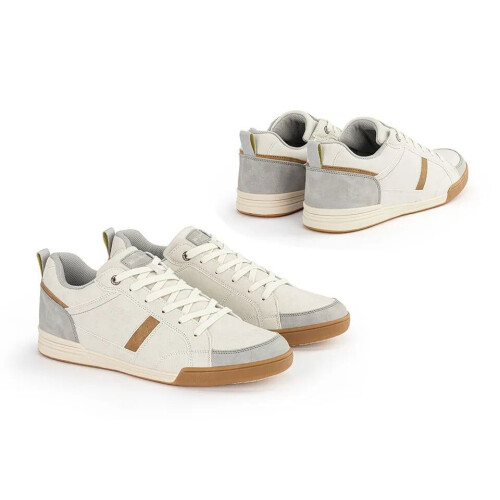 Milanoro Off White Low PU Leather Sneakers – Heren – Maat 42 – Stijlvol & Comfortabel – Vegan PU