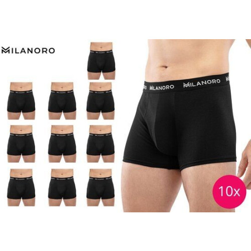 Milanoro - Set van 10 katoenen boxershorts - Stijlvol en comfortabel - Donkere mix (10 stuks)