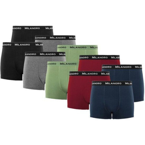 Milanoro - Set van 10 stijlvolle katoenen boxershorts - Donkere mix - XXL
