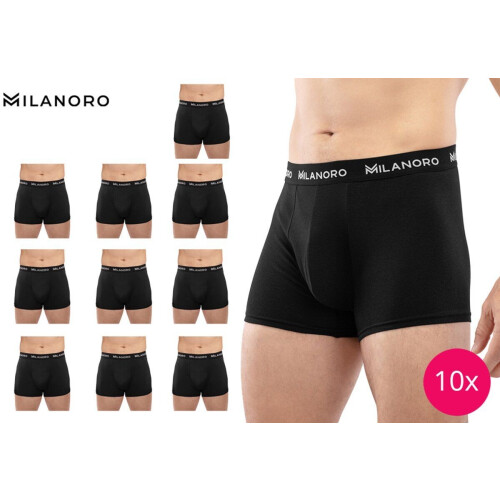 Milanoro - Set van 10 stijlvolle katoenen boxershorts - Zwart - L