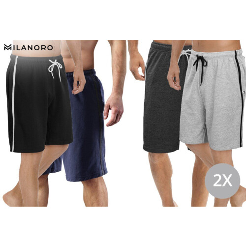 Milanoro - Set van 2 sportieve, comfortabele mannenshorts - Zwart/Grijs - M Tweedehands